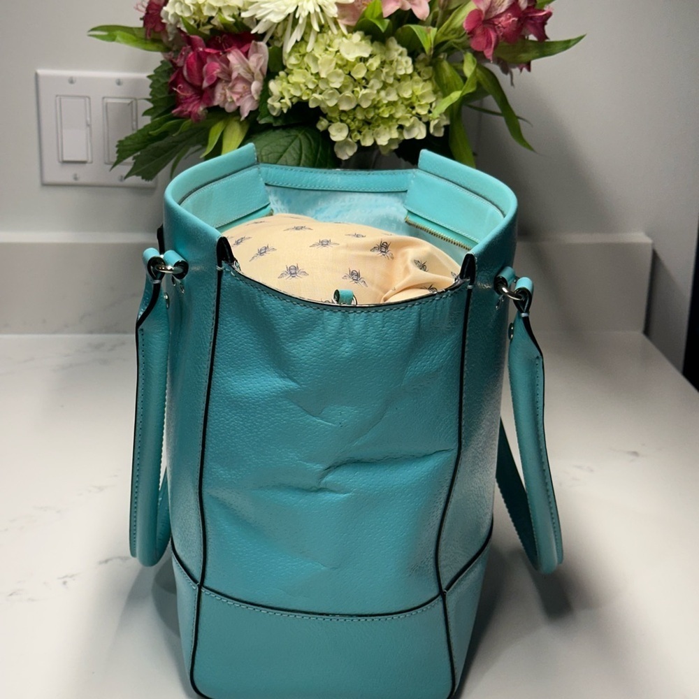 Kate Spade Wellsley Fresh Air Blue Leather Tote Bag EUC - Picture 4 of 12